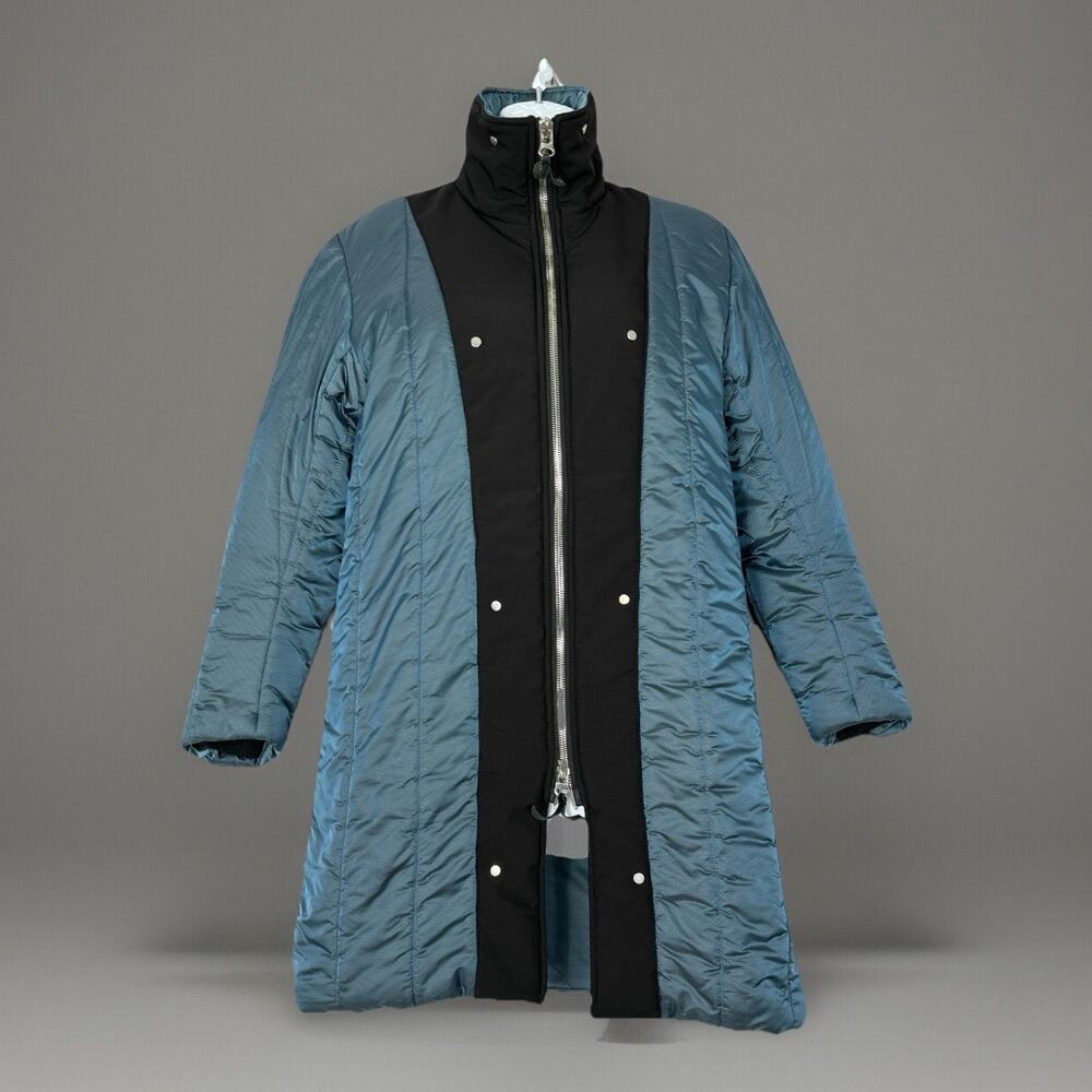 The Arrivals Womens Jacket Small Blue Puffer Long Line Parka Zip Coat‎ Packable